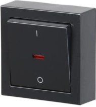 Выключатель 1-клавишный ABB IMPRESSIVO с подсветкой, открытый монтаж, антрацит, 2TKA00001841