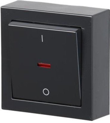 Выключатель 1-клавишный ABB IMPRESSIVO с подсветкой, открытый монтаж, антрацит, 2TKA00001841 в Петрозаводске