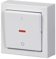 Выключатель 1-клавишный ABB IMPRESSIVO с подсветкой, открытый монтаж, белый, 2TKA00001840