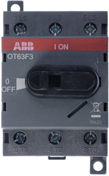 Рубильник OT63F3 до 63А 3х-полюсный для установки на DIN-рейку или монтажную плату (с резерв. ручкой), 1SCA105332R1001 в Петрозаводске Рубильник OT63F3 до 63А 3х-полюсный для установки на DIN-рейку или монтажную плату (с резерв. ручкой), 1SCA105332R1001 в Петрозаводске