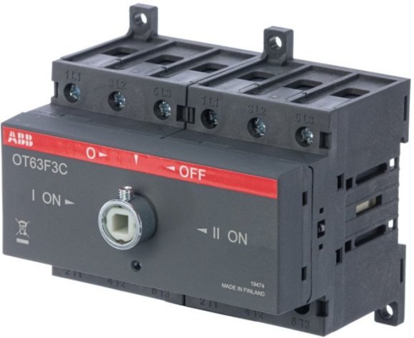 Реверсивный рубильник OT63F3C до 63А 3-полюсный для установки на DIN-рейку или монтажную плату (без ручки), 1SCA105338R1001 в Петрозаводске Реверсивный рубильник OT63F3C до 63А 3-полюсный для установки на DIN-рейку или монтажную плату (без ручки), 1SCA105338R1001 в Петрозаводске