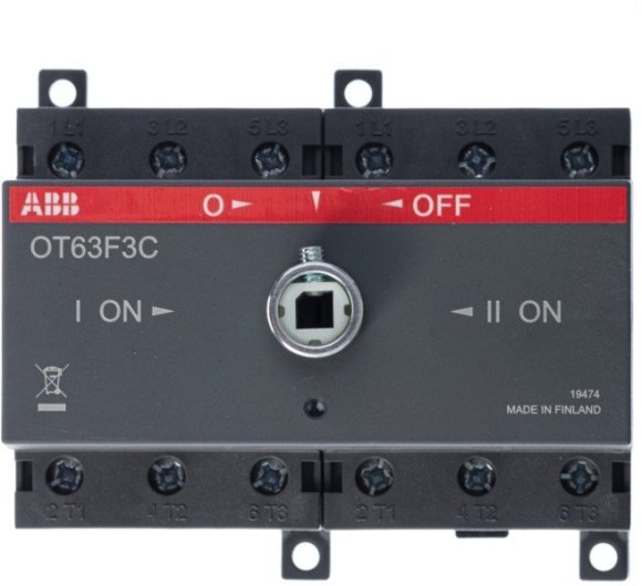 Реверсивный рубильник OT63F3C до 63А 3-полюсный для установки на DIN-рейку или монтажную плату (без ручки), 1SCA105338R1001 в Петрозаводске Реверсивный рубильник OT63F3C до 63А 3-полюсный для установки на DIN-рейку или монтажную плату (без ручки), 1SCA105338R1001 в Петрозаводске
